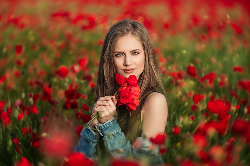 poppy, girl, blonde, beauty, in Poppy Fieldphoto preview