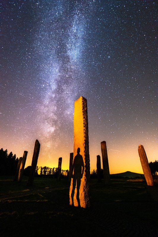 night, landspae, nature, milkyway, stars, shadow, light, person, silouette The Visitorphoto preview
