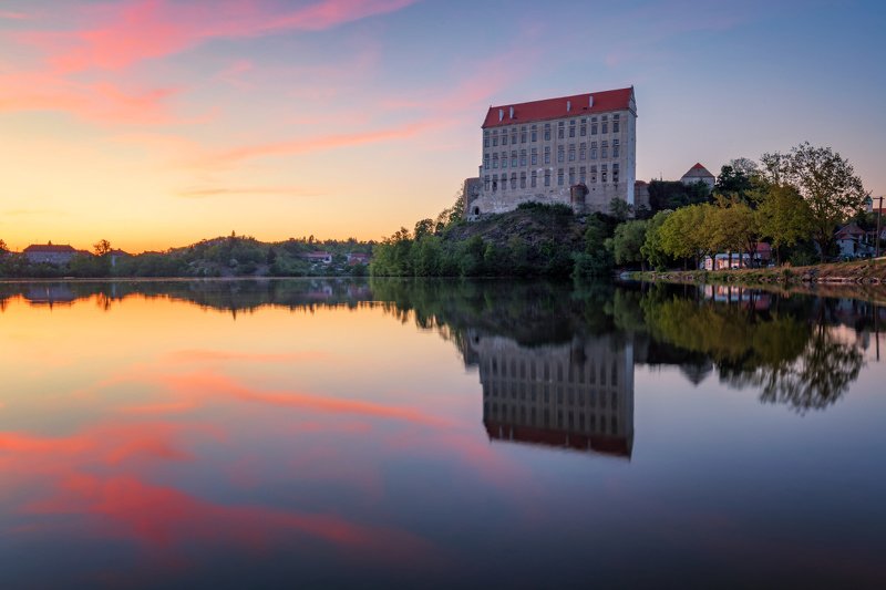 landscape, tree, sunset, castle Plumlov Castlephoto preview