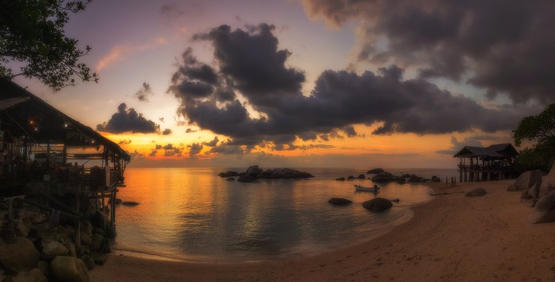 панорама, закат, остров, пейзаж, панорама, путешествие, таиланд, остров, тао, солнечный, Бухтаphoto preview