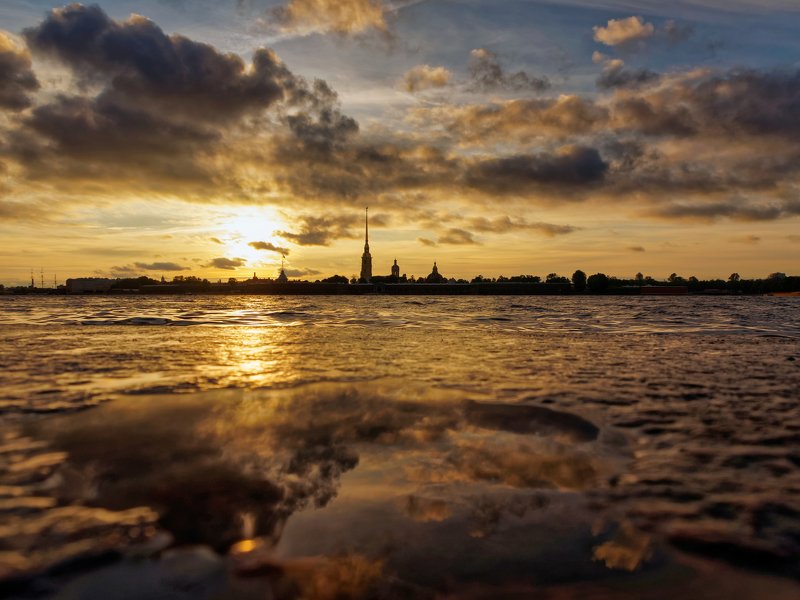 город, архитектура, Санкт-Петербург, Питер, закат, небо, облака  Несерый Петербург photo preview