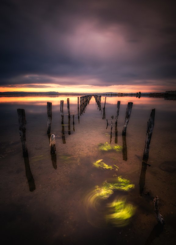 sunset, light, water, landscape, outdoor, nature, long exposure, reflection, green After the stormphoto preview