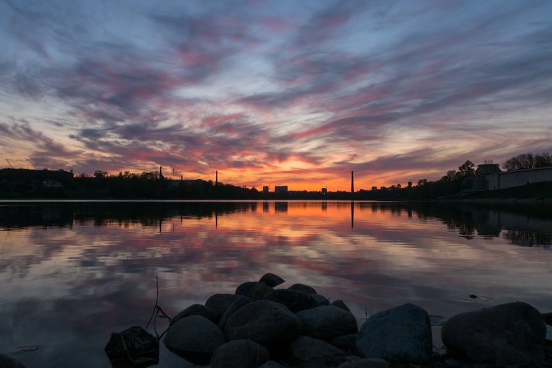 pskov, pleskau, псков, кром, кремль, landscape, pskovregion, krom, kremlin, вечер, закат, река, реки Закат на Великойphoto preview