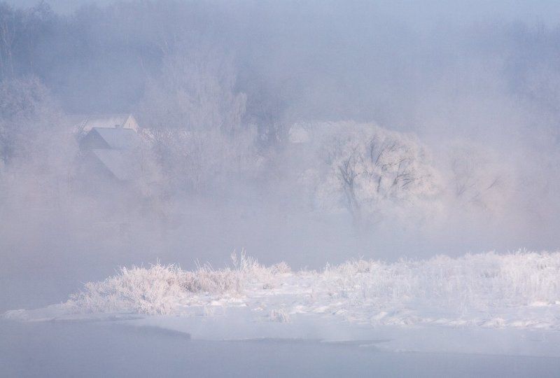 зима, река, туман, мороз, утро ...Зимние истории.. фото превью