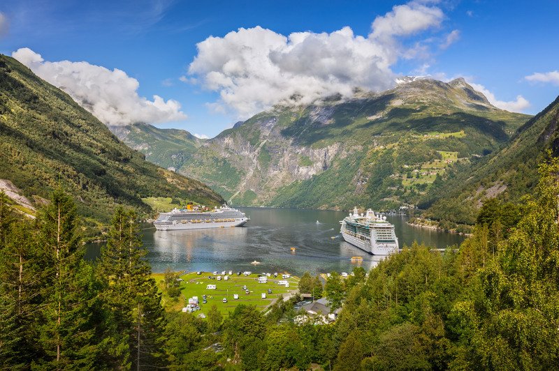 гейрангер, норвегия, горы, порт, море, корабли, облака, Залив Гейрангер-фьорда. Норвегия.photo preview