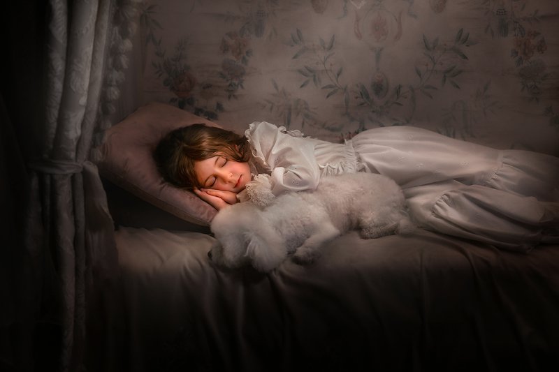 девочка, собака, винтаж, сказка Полина и Шаняphoto preview