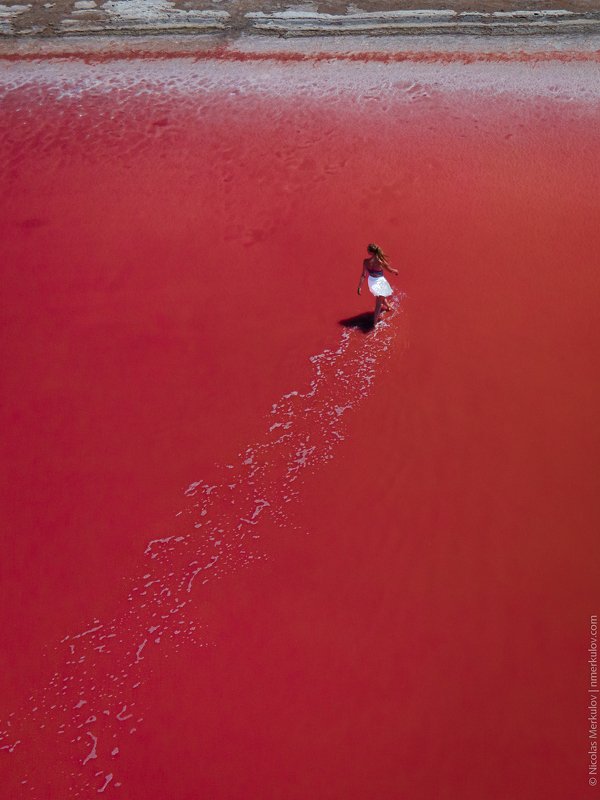 lake, red, red lake, dunaliella salina, landscape, people, woman, sunset, drone, drone photography, nmerkulov, nmerkulovphotography Красное Озеро / Red Lakephoto preview