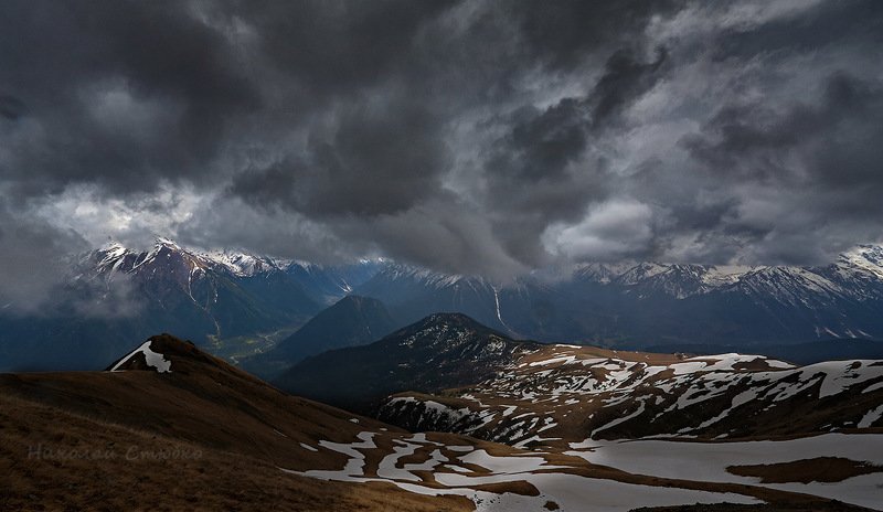кавказ, горы, облака, архыз Небо висящее фото превью