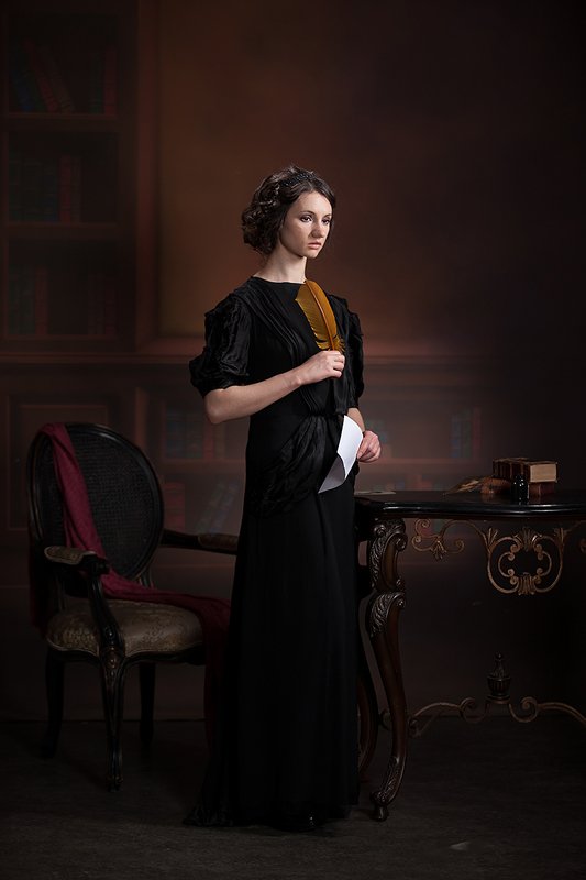 портрет, постановочная фотография, романтизм, женский портрет, фотостудия, свет, живописная, высокое искусство, без фотошопаретро, Письмо...photo preview