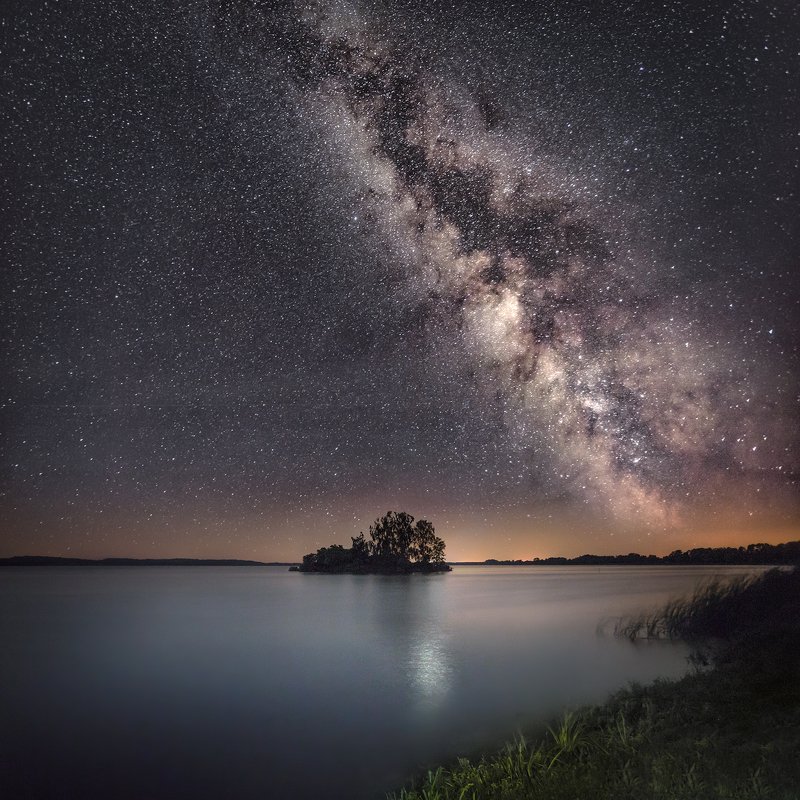 night, sky, milky way, lake, star, stars, poland, Lublin,  Milky way over the lakephoto preview