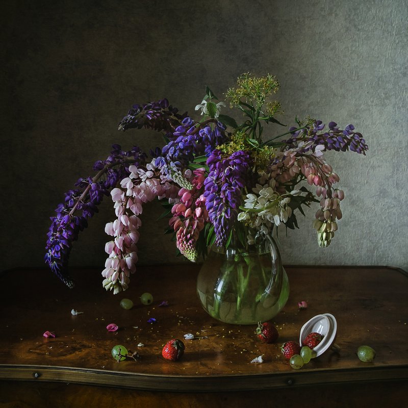 натюрморт, стекло, цветы, люпины Люпины в стеклеphoto preview