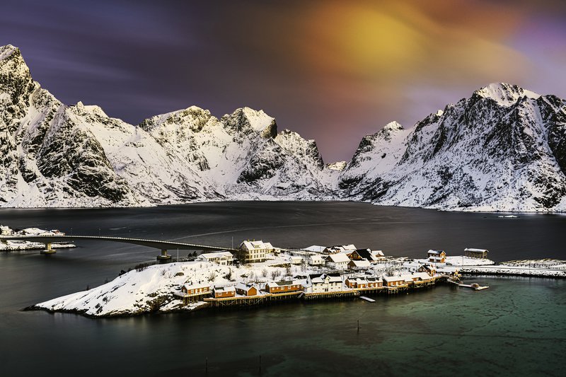norway, lofoten, landscape, sunrise, water, ocean, mountains Sunrise over Lofotensphoto preview