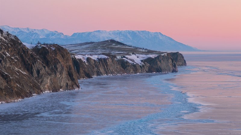 байкал, пейзаж, рассвет, природа, путешествие, сибирь Утро в розовомphoto preview