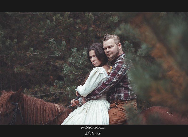 lovers, horse, wood, forest, pair Loversphoto preview