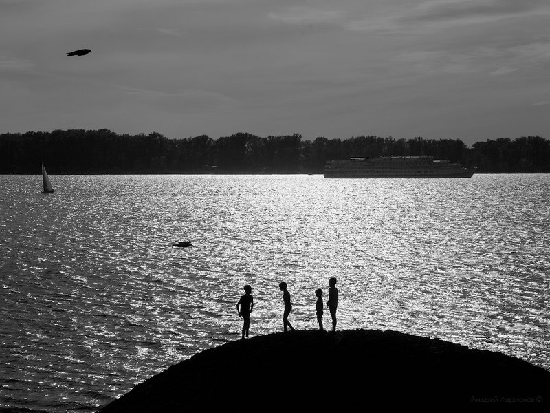 река, волга, вечер, закат, дети Лето детстваphoto preview