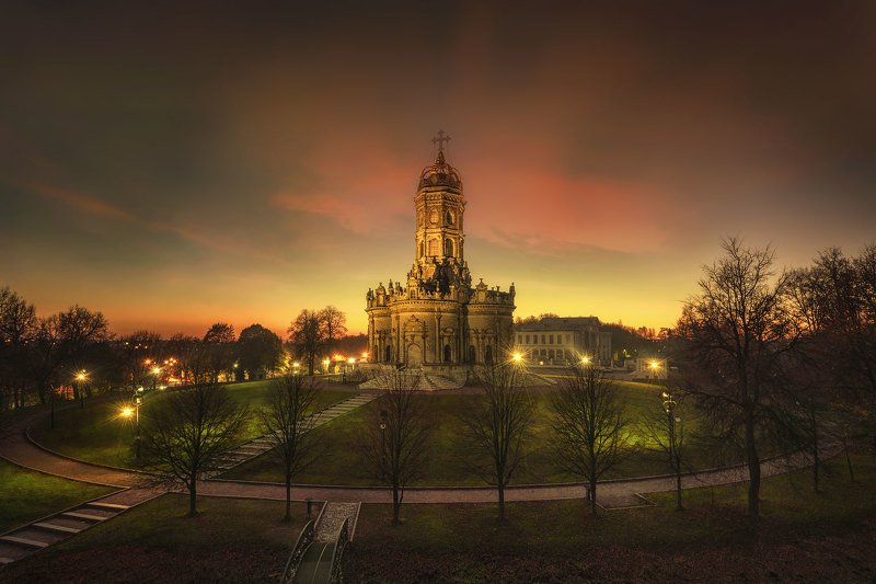 дубровицы, знаменская церковь, закат, храм, барокко, усадьба дубровицы Знаменская церковь (Дубровицы)photo preview