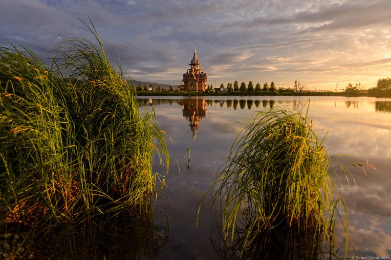 алтай, пейзаж, вечер, закат, озеро, вода, свет, небо, храм *** фото превью