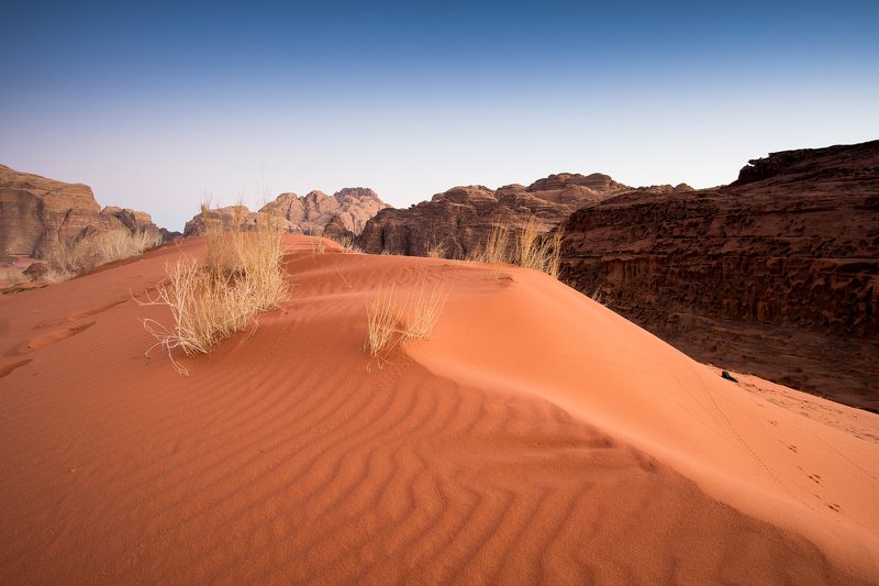 red, sand, dune, wadi rum, desert, jordan, clear sky, blue, rocks Dunephoto preview
