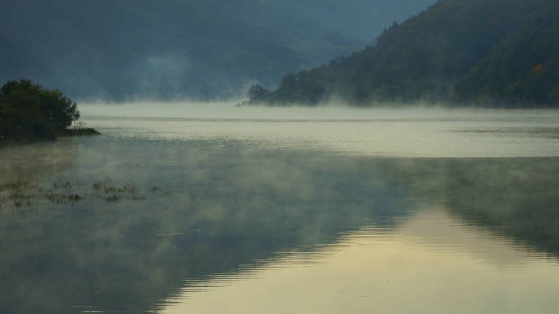 south korea, jeollabukdo, autumn, mroning, lake, fog, fantastic, beautiful, mood, mountain, Fog early in the morningphoto preview