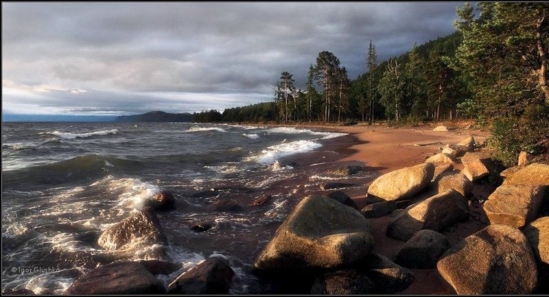 бурятия, байкал, шторм, берег, волны, август Миновалоphoto preview