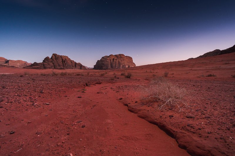 mars, wadi rum, jordan, night, stars, desert, red, sand First step on Marsphoto preview