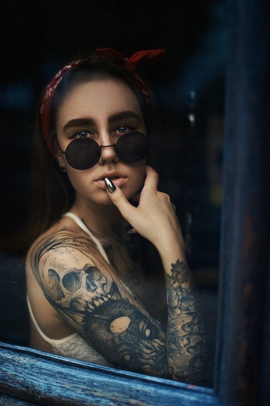 портрет, эмоции, взгляд, красивая, робко, нежно, тату Дарьяphoto preview