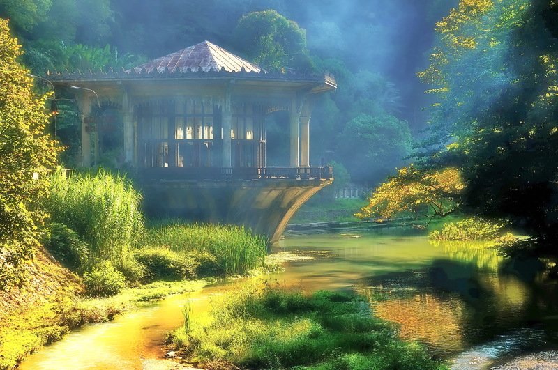 утро, станция, пруд Утро на пруду.photo preview