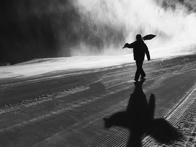 #street, #maksbelmont, #blackandwhite, #winter, #bansko, #travel, #storm, #nature, #mountains, A Lonely Walkphoto preview