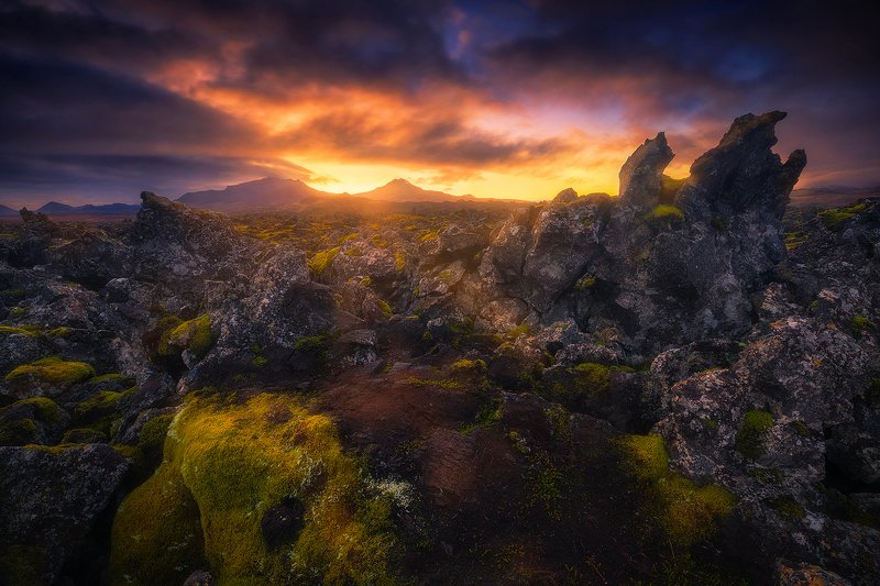 lava, fields, iceland, landscape, sunrise, clouds, rock, mountains lava fieldsphoto preview