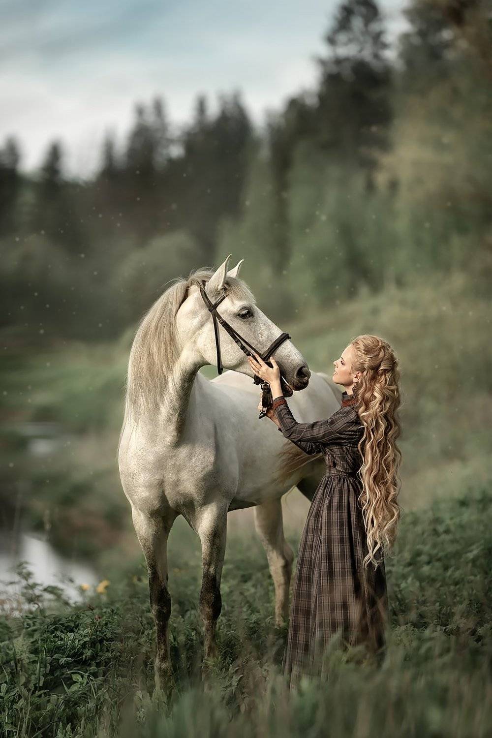 Две блондинки ). Автор: Елена Соловьёва портрет, девушка, женский, портрет, лошадь, Елена Соловьёва