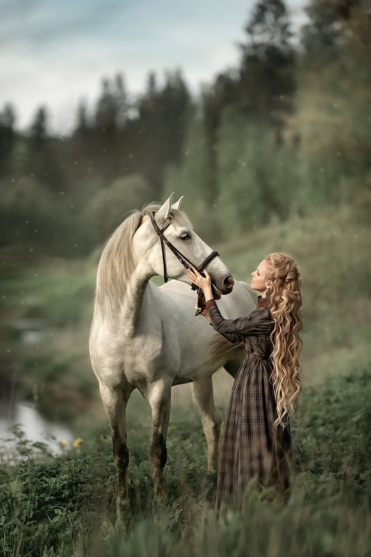 портрет, девушка, женский, портрет, лошадь Две блондинки )photo preview