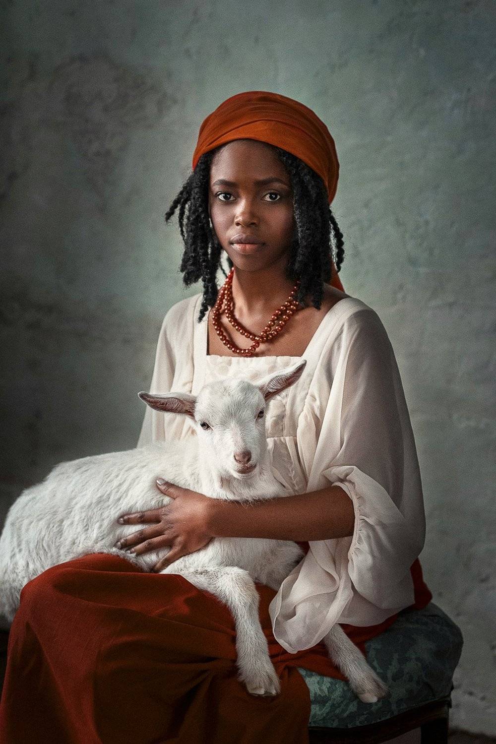 Maria. Автор: Оксана Пипкина девушка, козленок, живопись, Оксана Пипкина