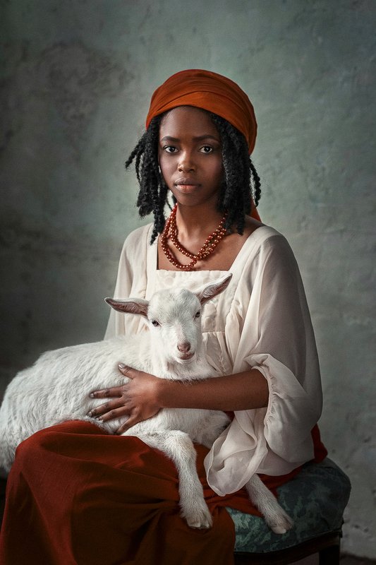 девушка, козленок, живопись Mariaphoto preview