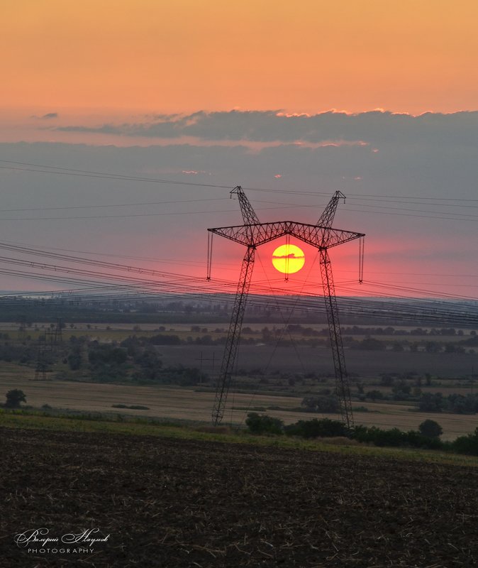вечер, лето, закат, лэп Энергия закатаphoto preview