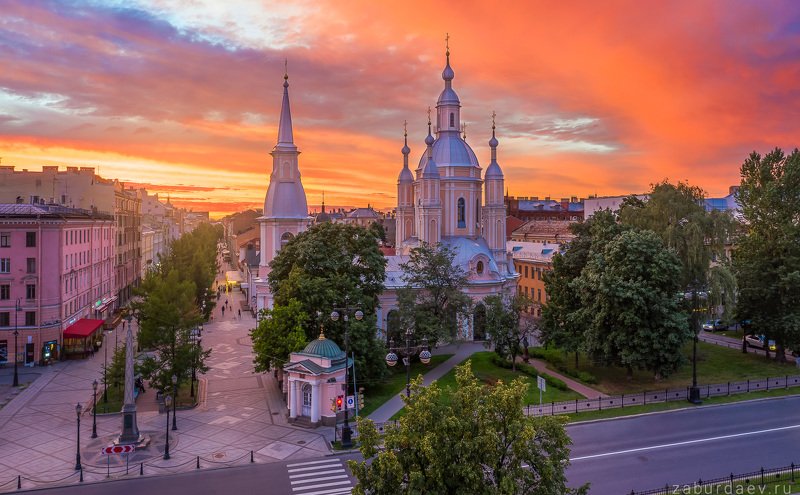 россия, петербург, вечер, закат, лето, дрон Андреевский соборphoto preview