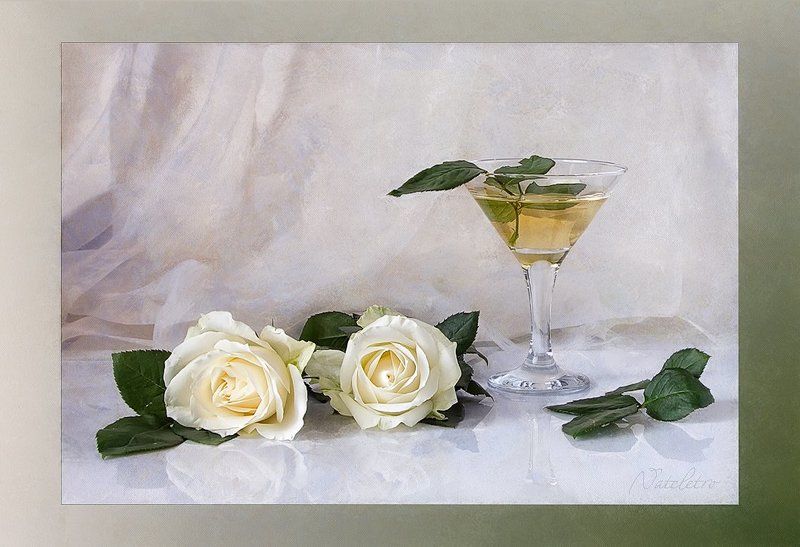 натюрморт, цветы, , розы, бокал О любви...photo preview