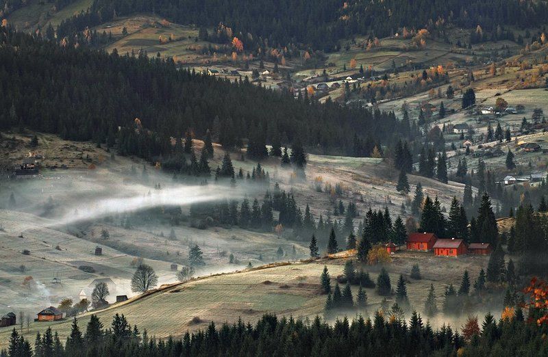 карпаты, горы, утро, туман однажды, осенним утром...photo preview