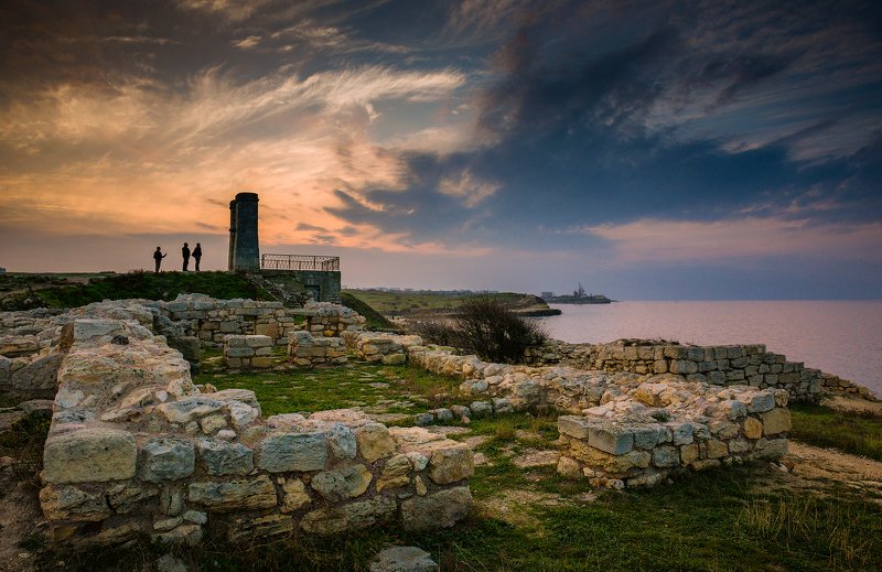 крым, пейзаж, вода, море, вечер, камни, херсонес, закат Херсонес.Закат.photo preview