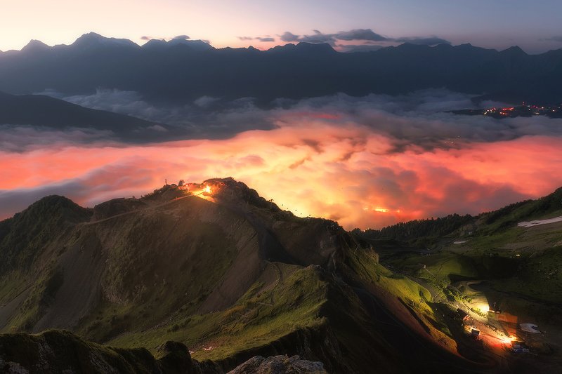 ночь, горы, облака, пейзаж, кавказ, красная поляна В заоблачном мире, в другом измеренииphoto preview