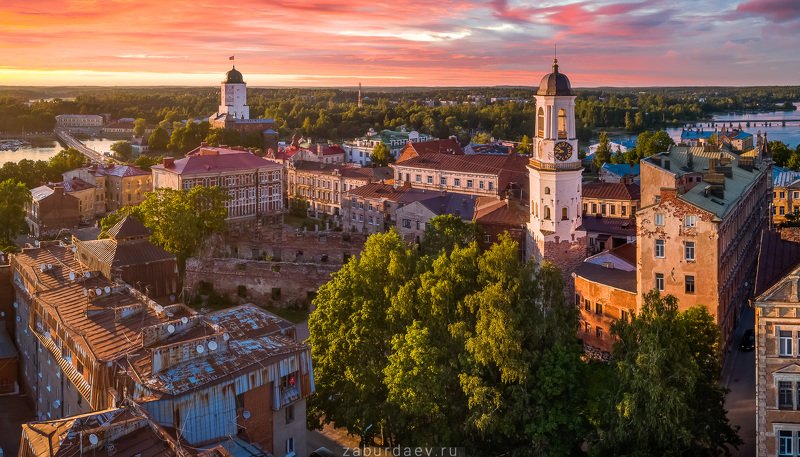 россия, ленобласть, ленинградская область, вечер, закат, лето, дрон, квадрокоптер Выборгphoto preview