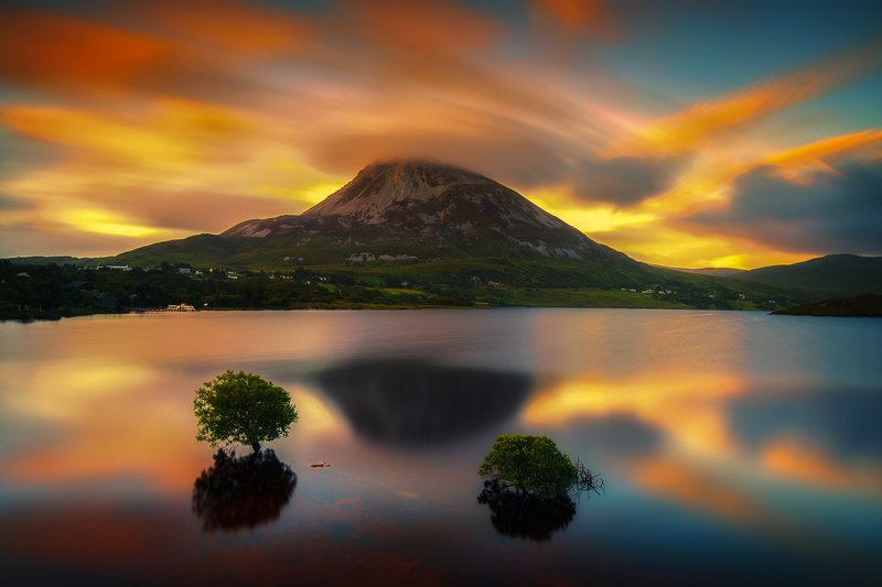ireland,errigal,sunrise,reflections Errigal reflectionsphoto preview