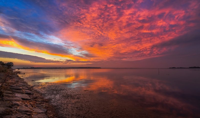 дания, вечер, закат, берег, море, отражения, Вечер на берегу моря. Дания.photo preview