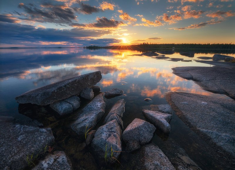 карелия, север, топозеро, закат Вечер на Топозереphoto preview