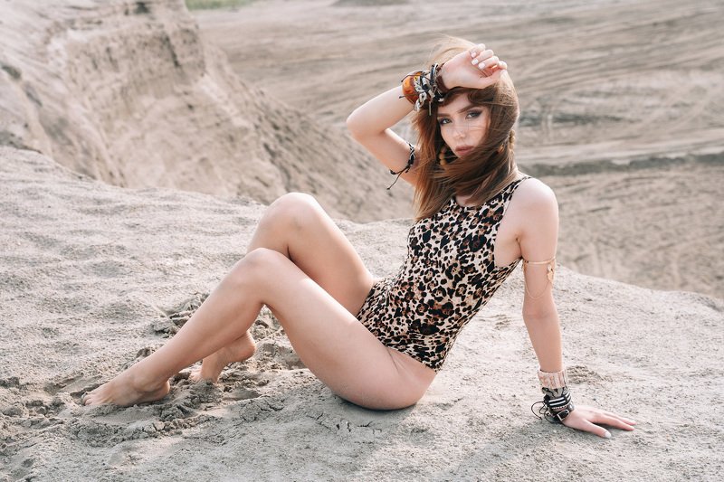 portrait, outdoor, girl, pretty, cute, sand, summer, orange Катаринаphoto preview