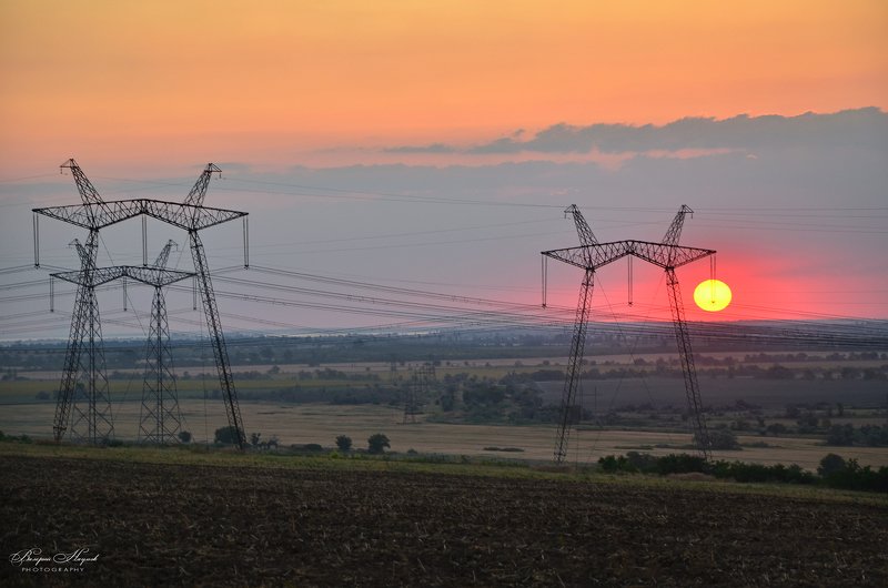 вечер, закат, солнце, лэп Солнечная подвескаphoto preview