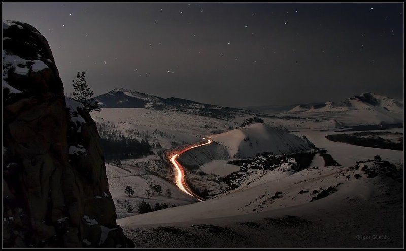 бурятия, горы, зима, ночь Под лунно-звездным покрываломphoto preview