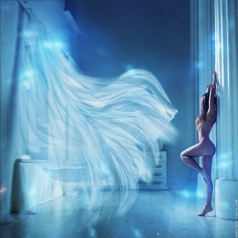 ню, девушка, синий Аняphoto preview