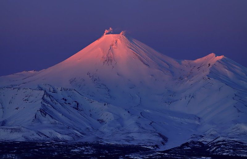 камчатка, вулкан, авача, зима, вечер, закат там, где ночует солнце...photo preview