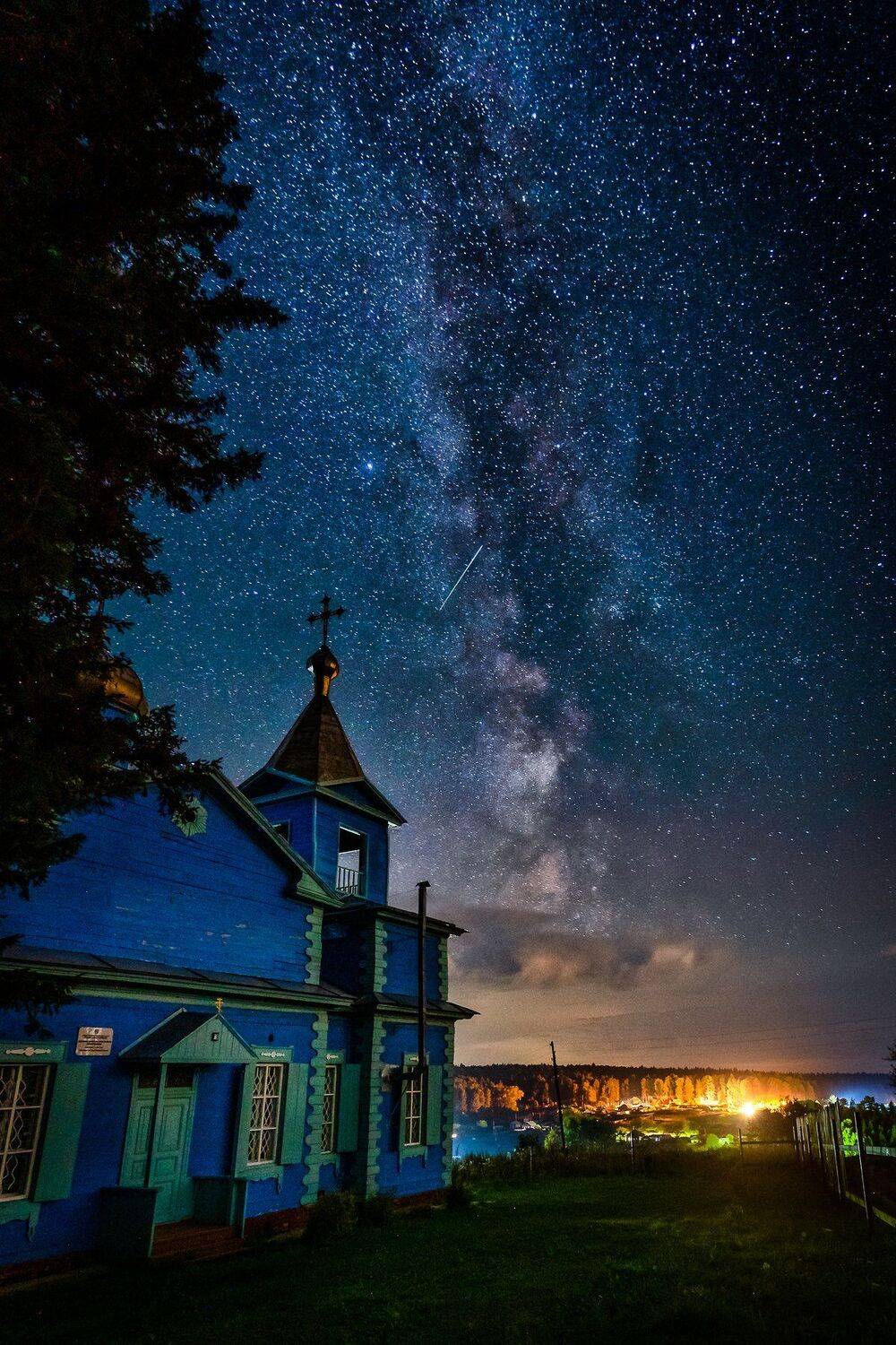 milkyway, night, longexposure, church, siberia, stars,, Алексей Вымятнин