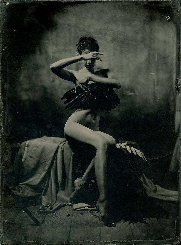 wetplate ambrotype амбротип ню девушка с крыломphoto preview